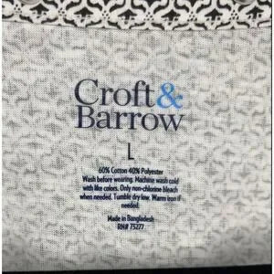 Croft & Barrow Button Up Roll Tab Sleeve Patterned Womens Top Size L