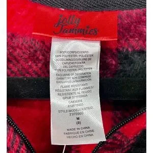 Jolly Jammies Kids Red Buffalo Plaid Sherpa Lined Reindeer Hooded One Piece