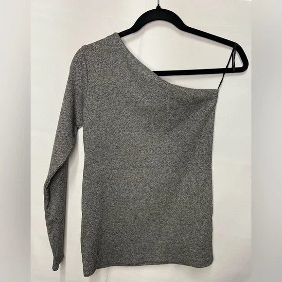 H&M One-Shoulder Gray charcoal Knit Top