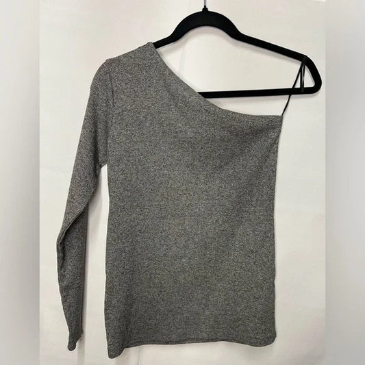 H&M One-Shoulder Gray charcoal Knit Top