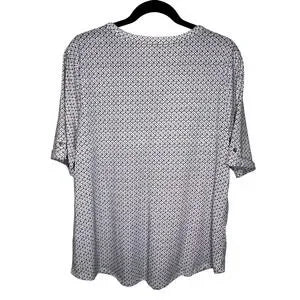 Croft & Barrow Button Up Roll Tab Sleeve Patterned Womens Top Size L